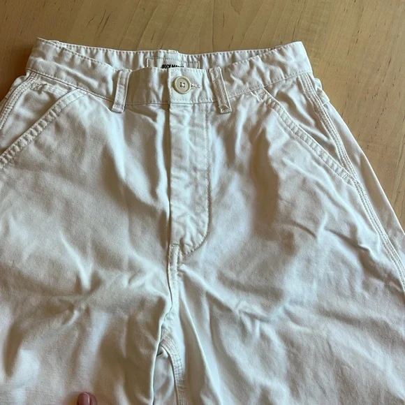 BUCK MASON High Waisted Wide Leg Twill Denim White Jean Pant - Picture 2 of 14